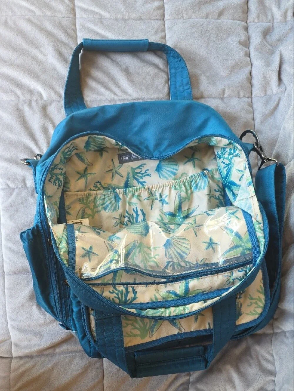 Lug Ocean Blue Quilted Women's Carry All Ranger XL Bag with Crossbody Strap
